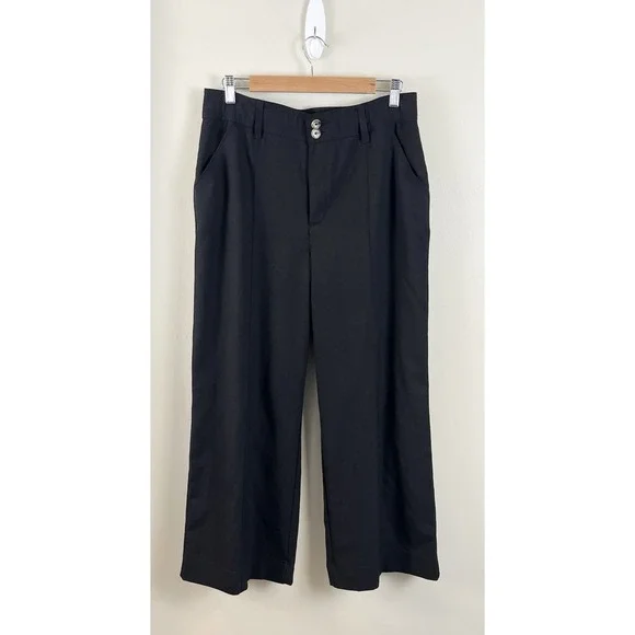 Democracy "Ab" Solution Sz 10 Women's Black Wide Leg Cropped Pants Career - Picture 1 of 9